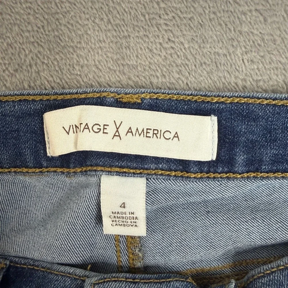 Vintage America Womens Flare Leg Jeans Blue Medium Wash Size 4 High Rise 1035
